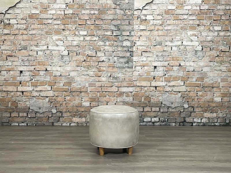 Pouf Cuir-Taupe-TheReSales
